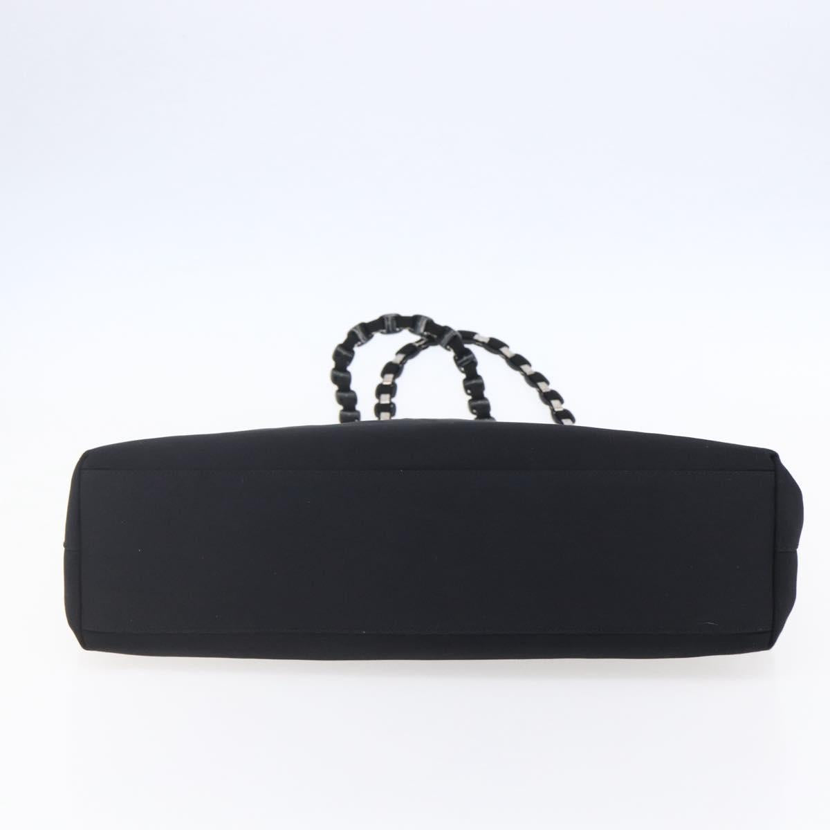 Salvatore Ferragamo Chain Shoulder Bag Canvas Black Silver Auth 151869