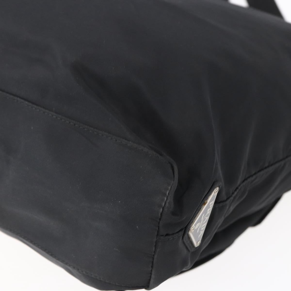 PRADA Tote Bag Nylon Black Silver Auth 151870