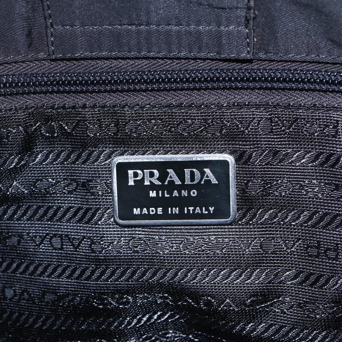 PRADA Tote Bag Nylon Black Silver Auth 151870