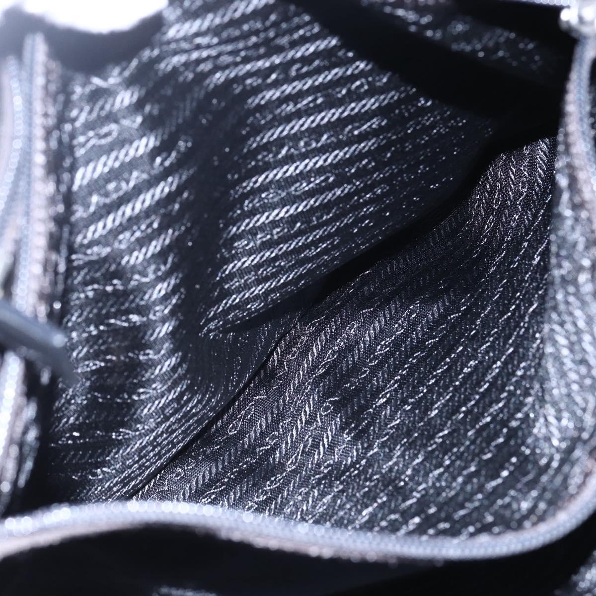 PRADA Tote Bag Nylon Black Silver Auth 151870