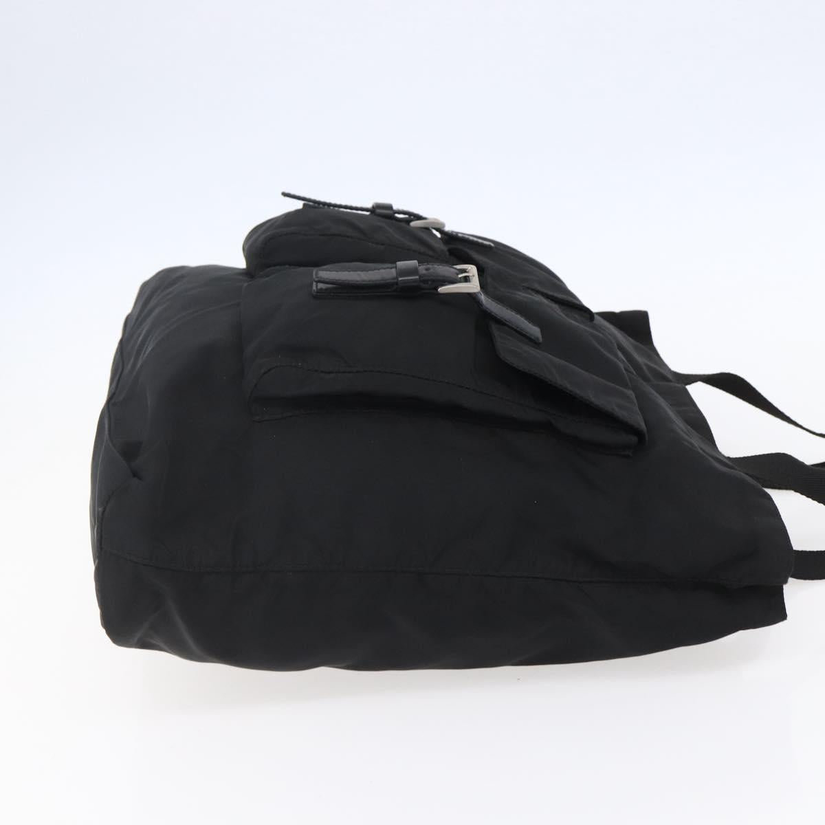 PRADA Tote Bag Nylon Black Silver Auth 151870
