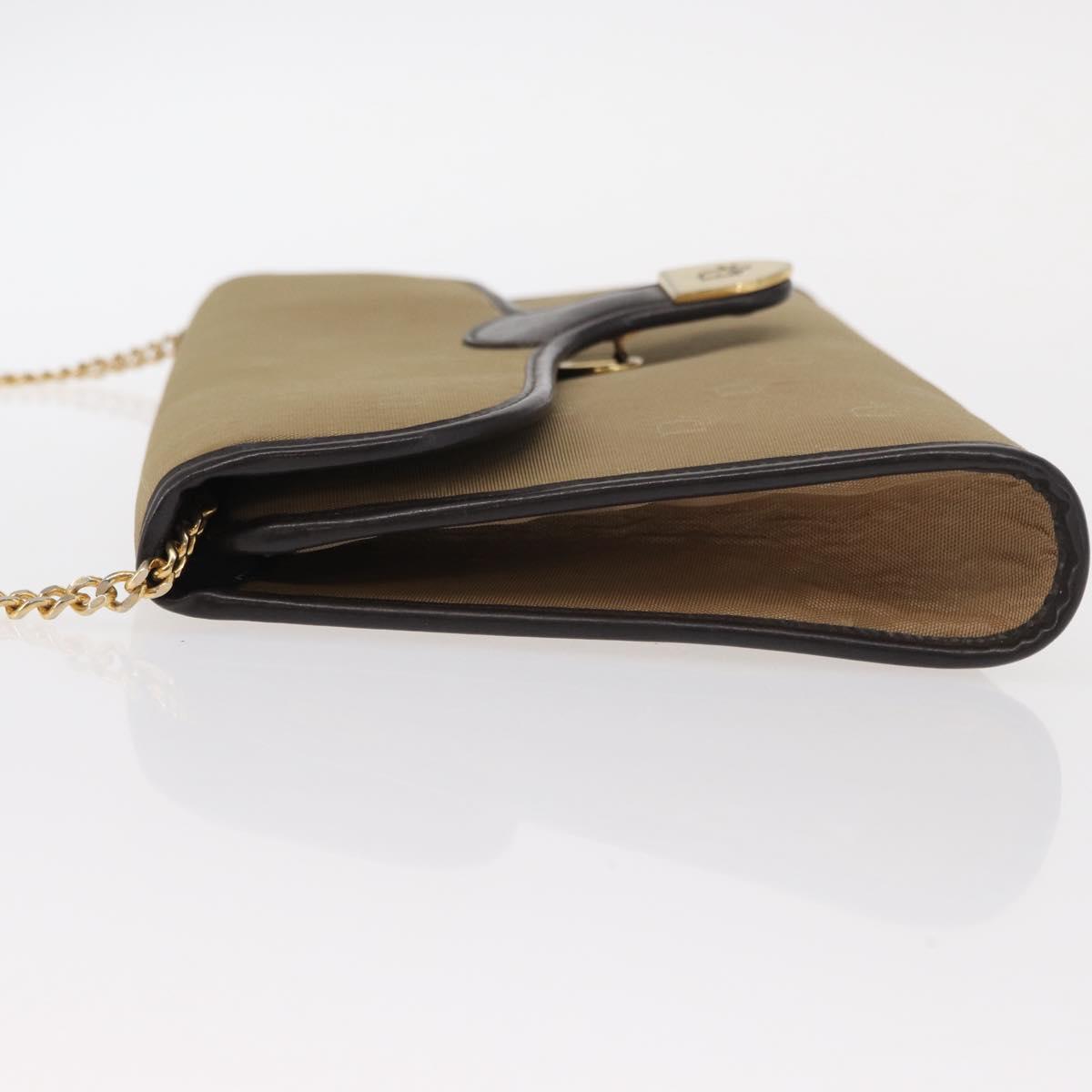 Christian Dior Shoulder Bag Nylon Beige Gold Auth 151871