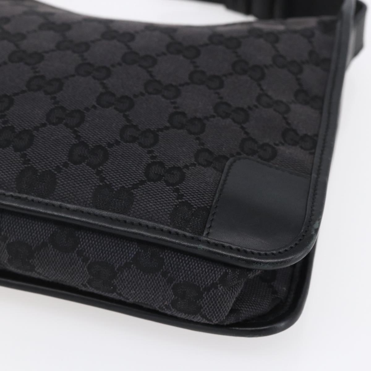GUCCI GG Canvas Shoulder Bag Black Silver 001 4206 Auth 151872