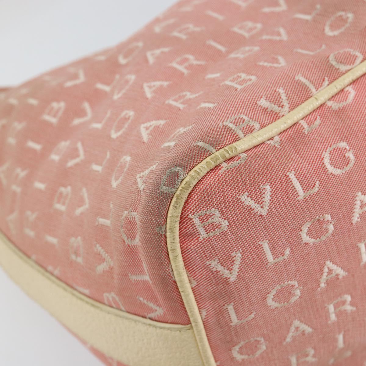 BVLGARI Logo Mania Shoulder Bag Canvas Pink Silver Auth 151875