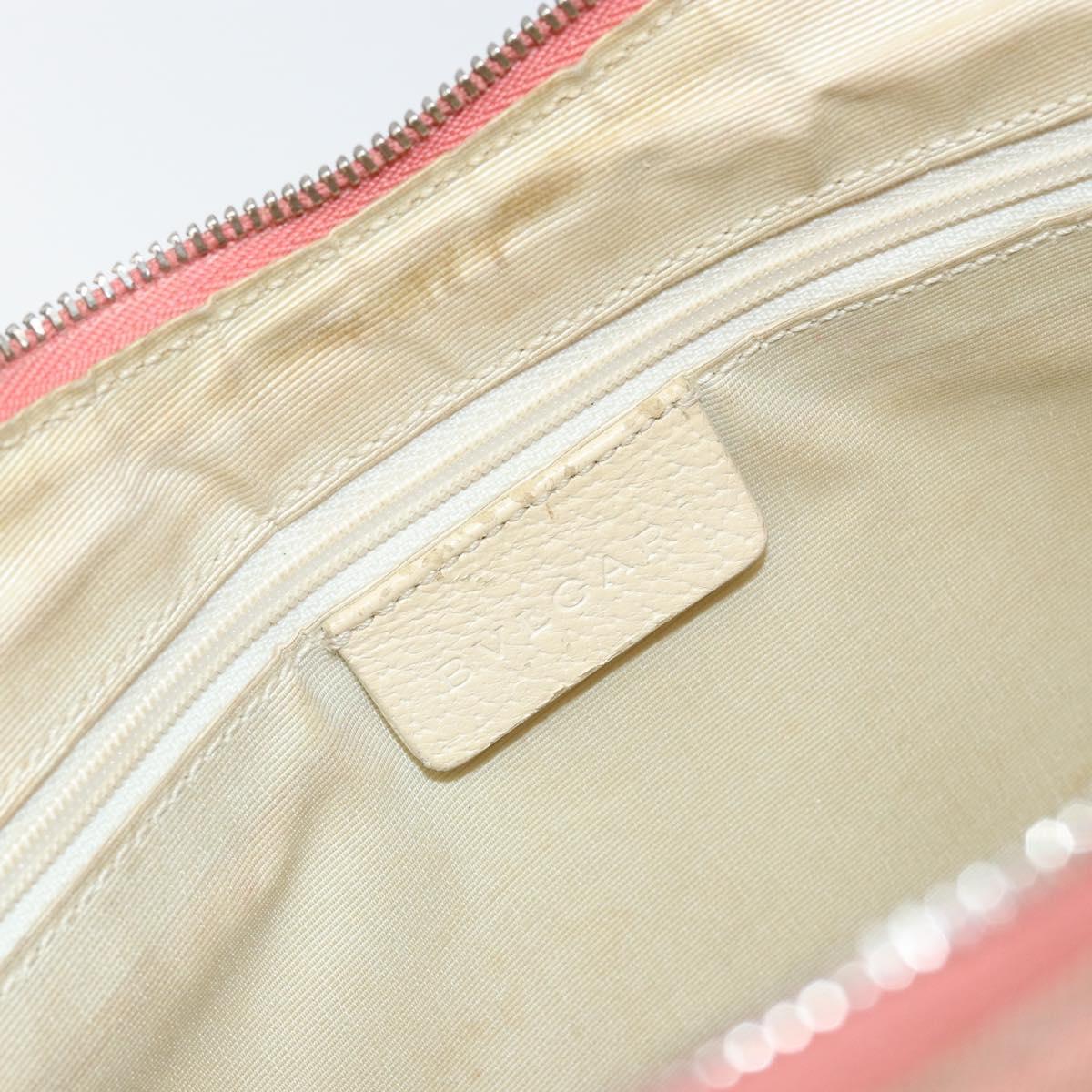 BVLGARI Logo Mania Shoulder Bag Canvas Pink Silver Auth 151875