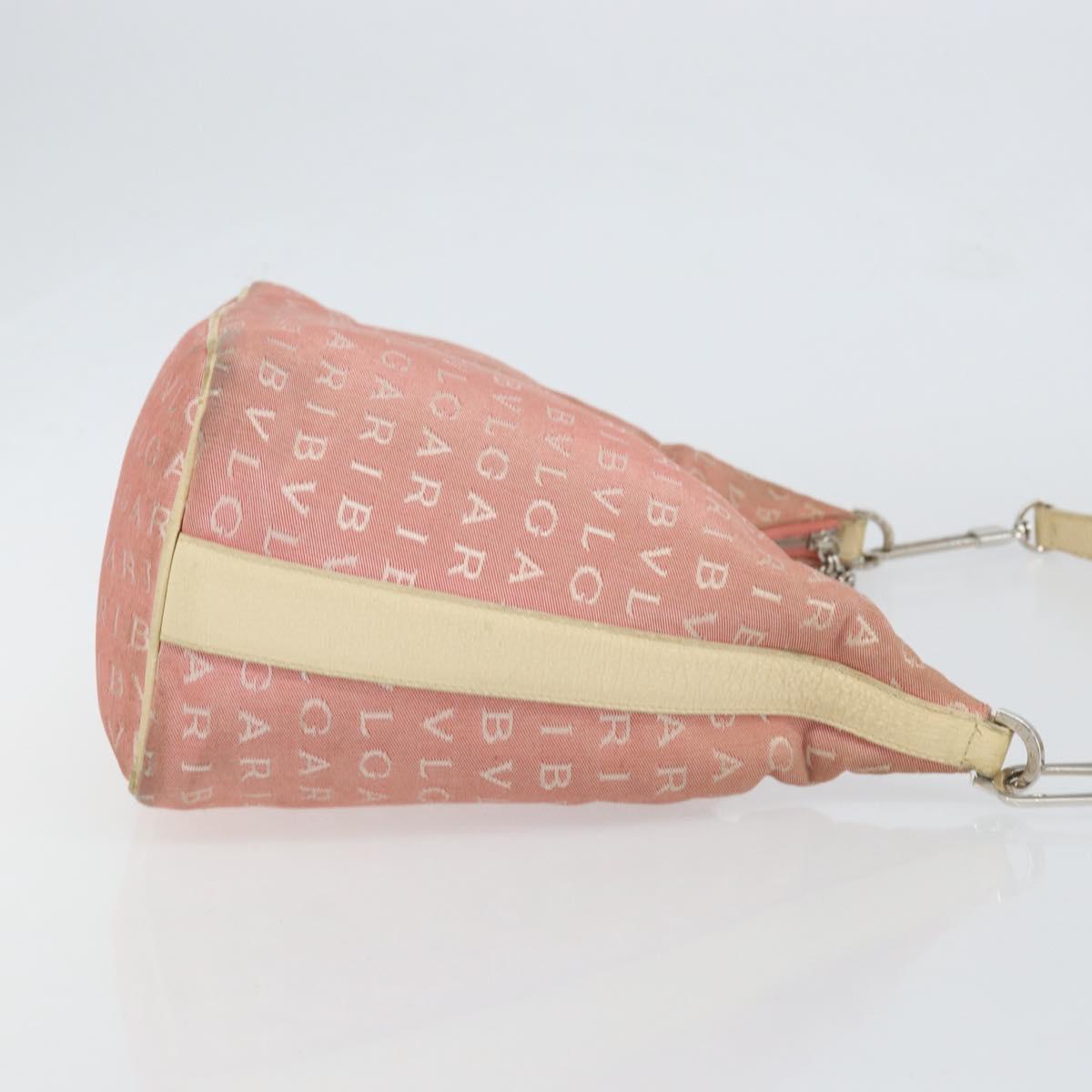 BVLGARI Logo Mania Shoulder Bag Canvas Pink Silver Auth 151875