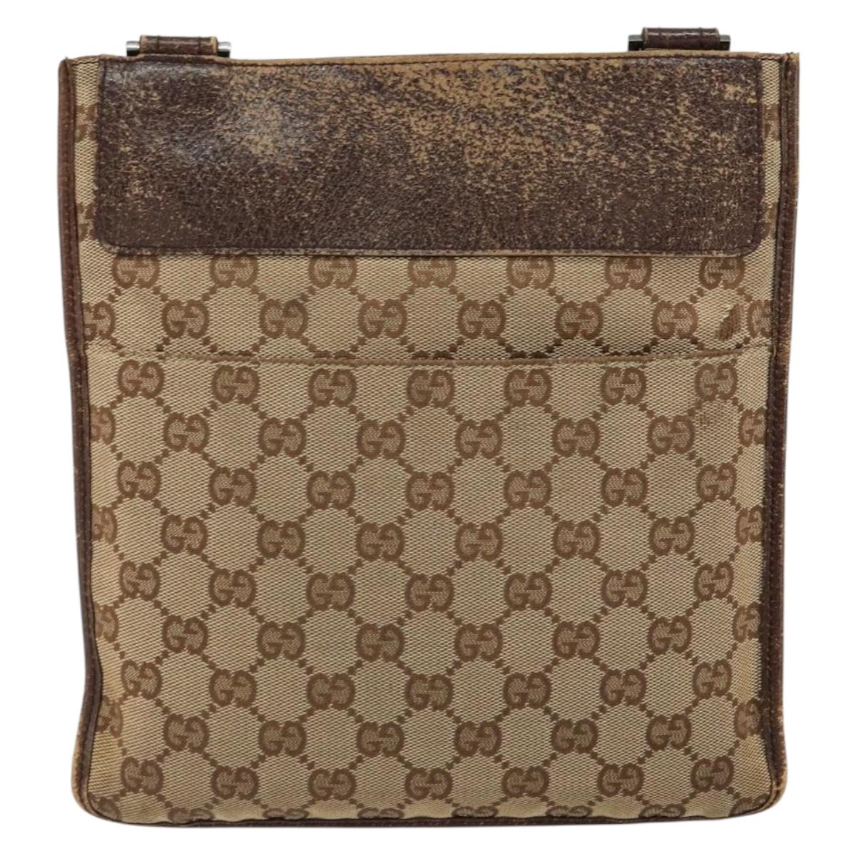 GUCCI GG Canvas Shoulder Bag Beige 27639 Auth 151876