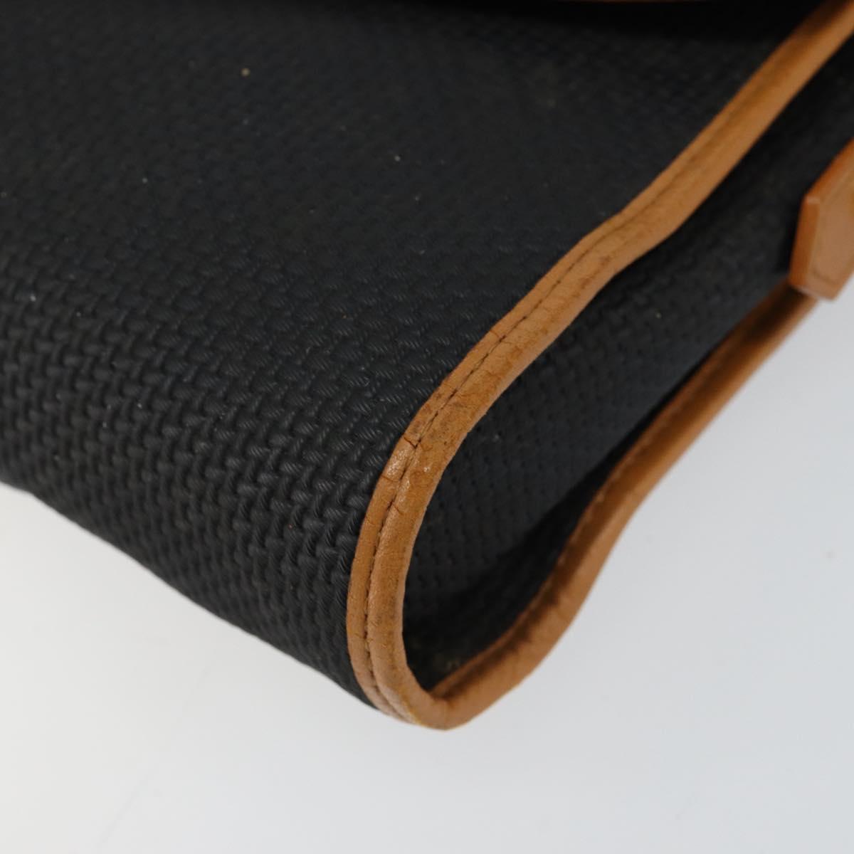 SAINT LAURENT Shoulder Bag Leather Gold Black Auth 151878