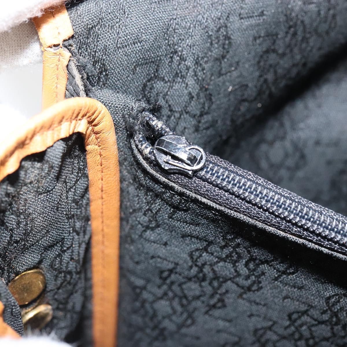 SAINT LAURENT Shoulder Bag Leather Gold Black Auth 151878