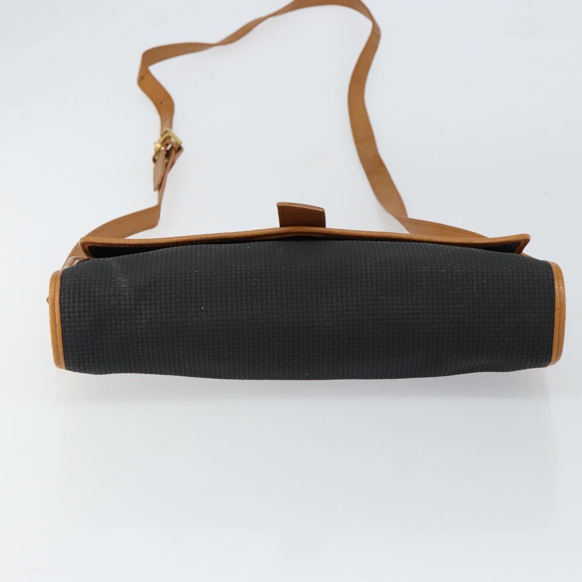 SAINT LAURENT Shoulder Bag Leather Gold Black Auth 151878