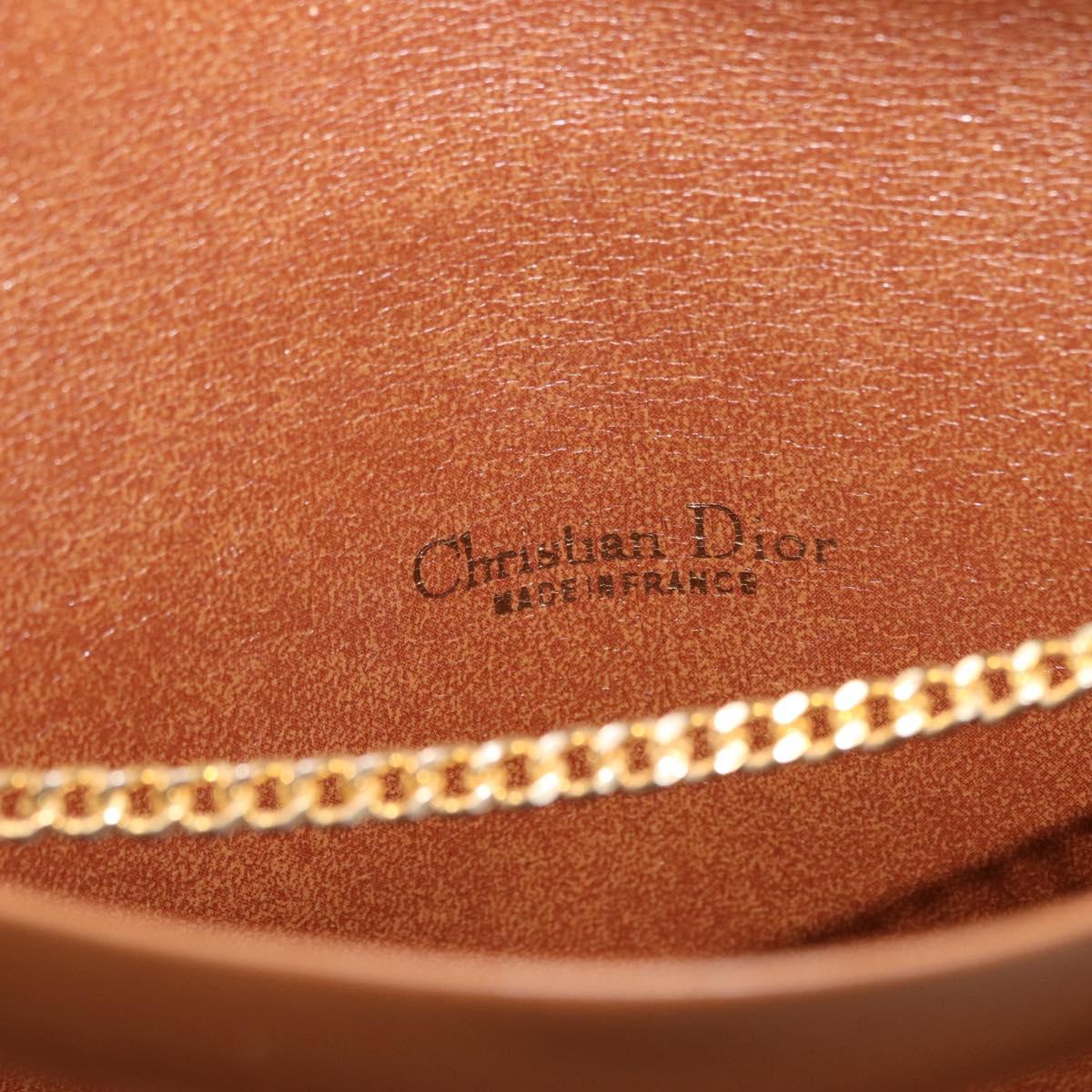Christian Dior Honeycomb Canvas Chain Shoulder Bag Gold Brown Auth 151879