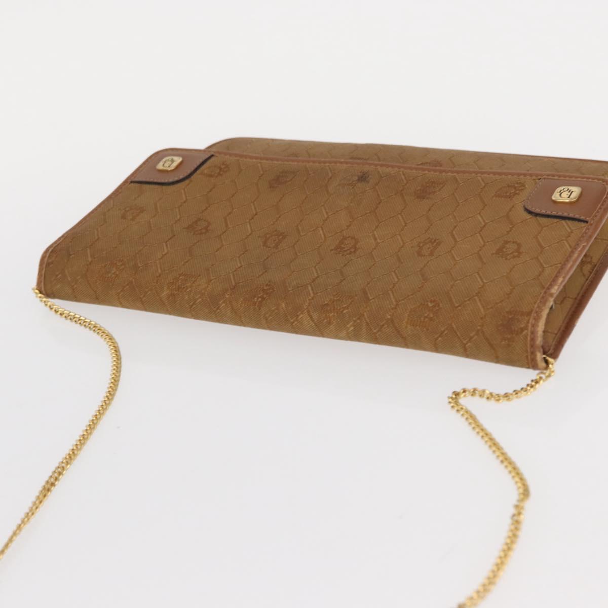 Christian Dior Honeycomb Canvas Chain Shoulder Bag Gold Brown Auth 151879