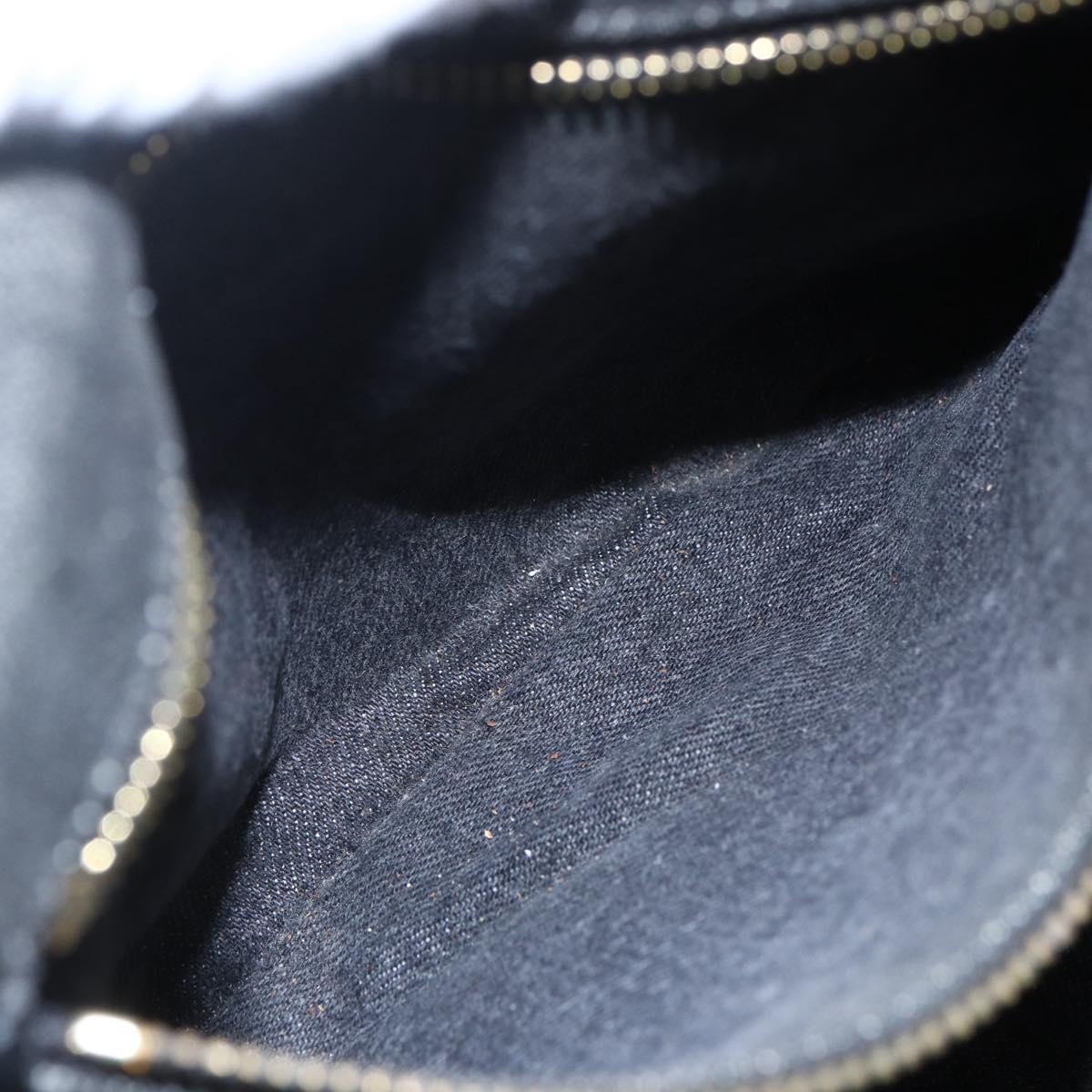 PRADA Canapa PM Hand Bag Denim 2way Black Gold Auth 151881