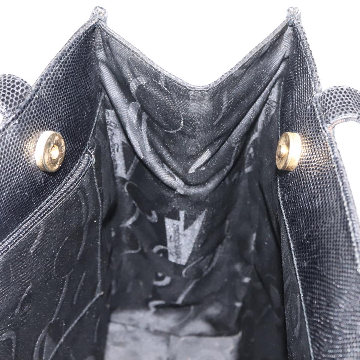 Salvatore Ferragamo Tote Bag Leather Black Gold Auth 151882