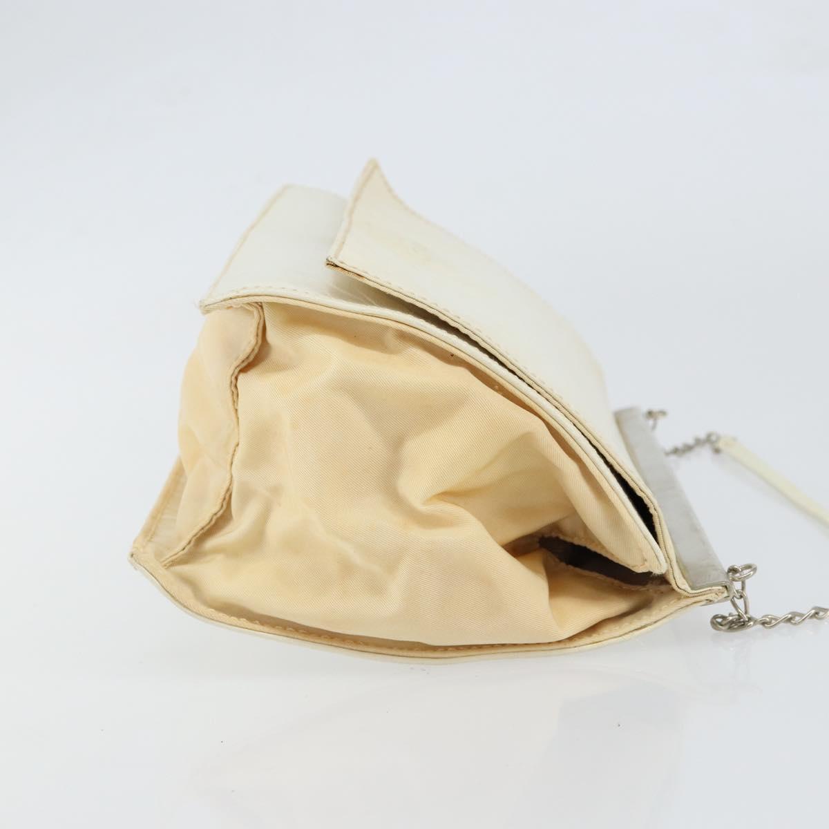 PRADA Chain Shoulder Bag Leather White Auth 151883