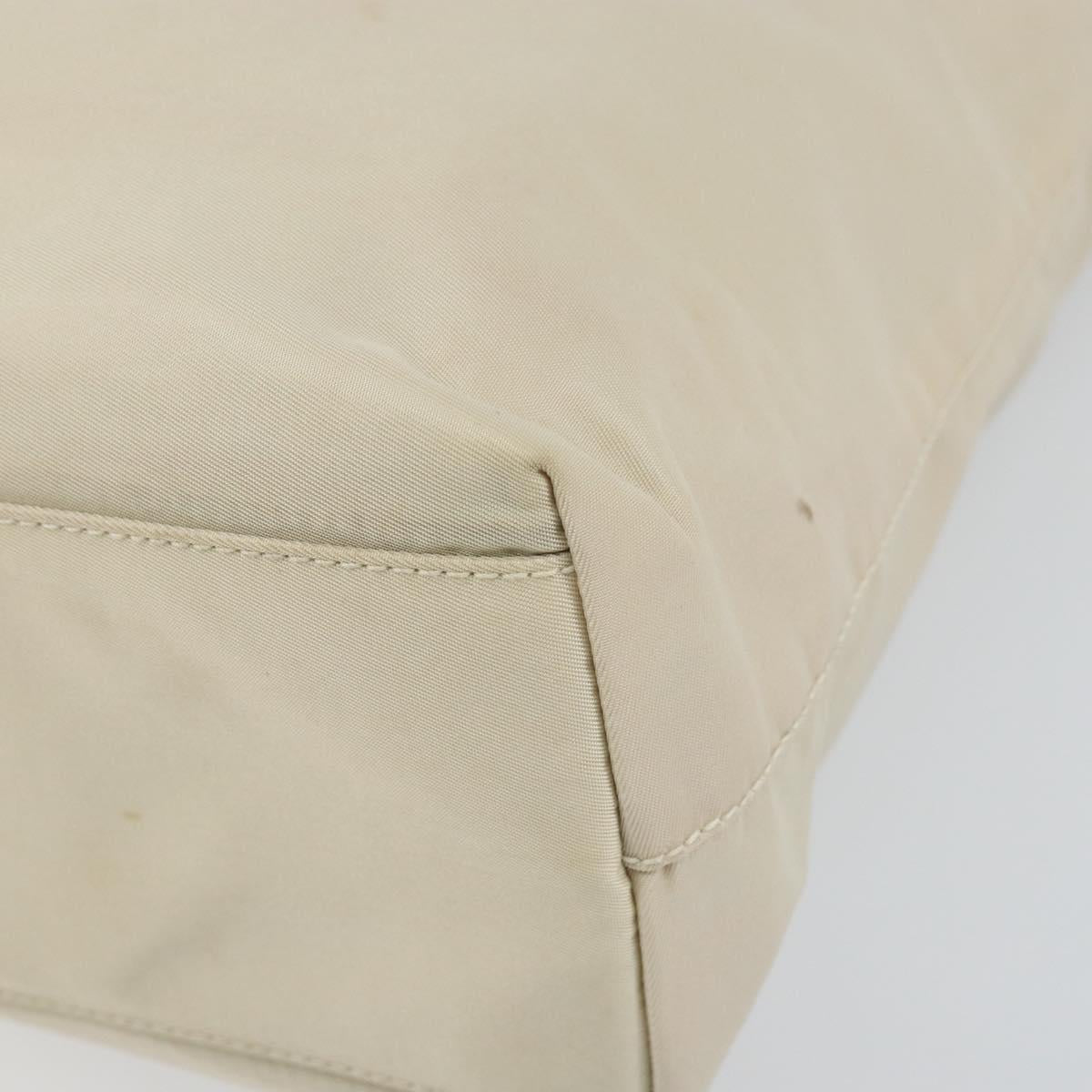 PRADA Tote Bag Nylon White Silver Auth 151884