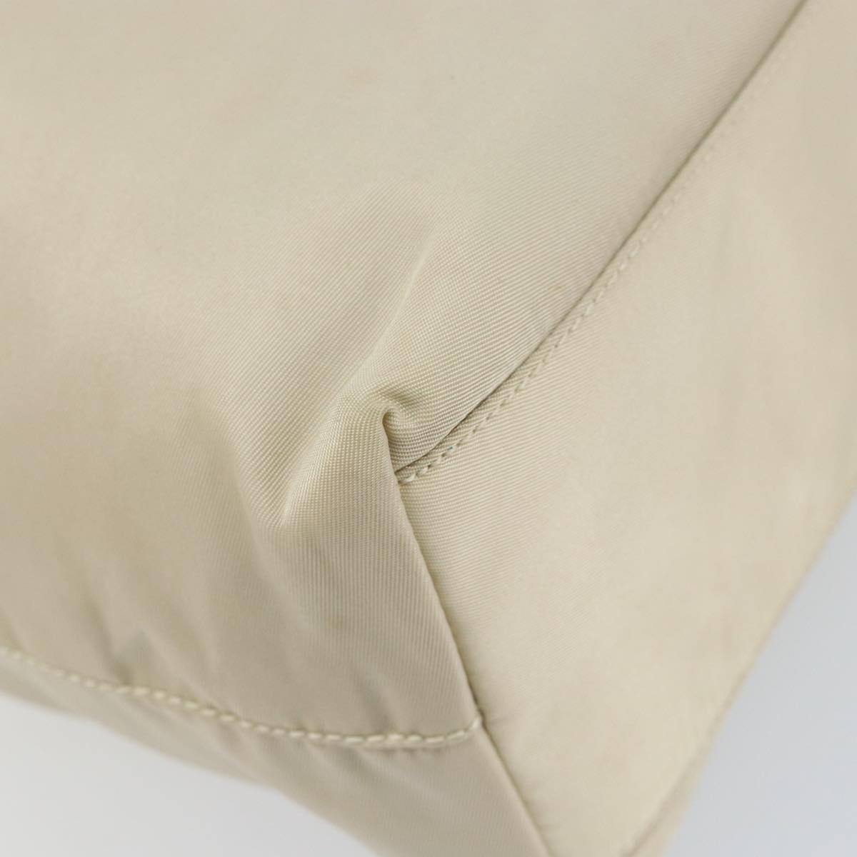 PRADA Tote Bag Nylon White Silver Auth 151884