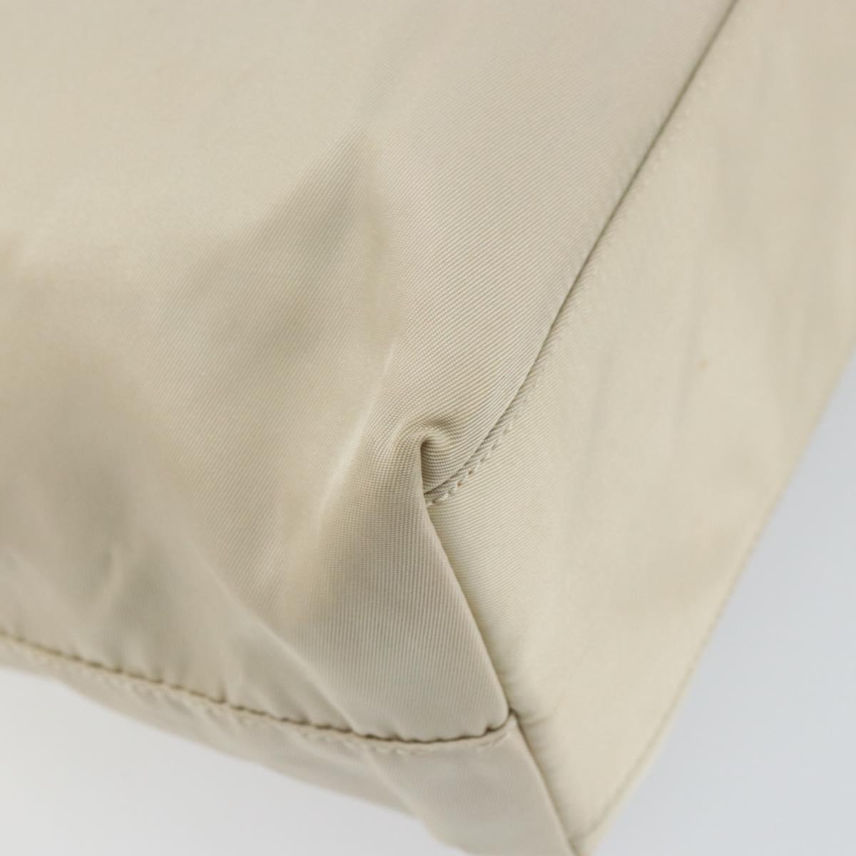 PRADA Tote Bag Nylon White Silver Auth 151884