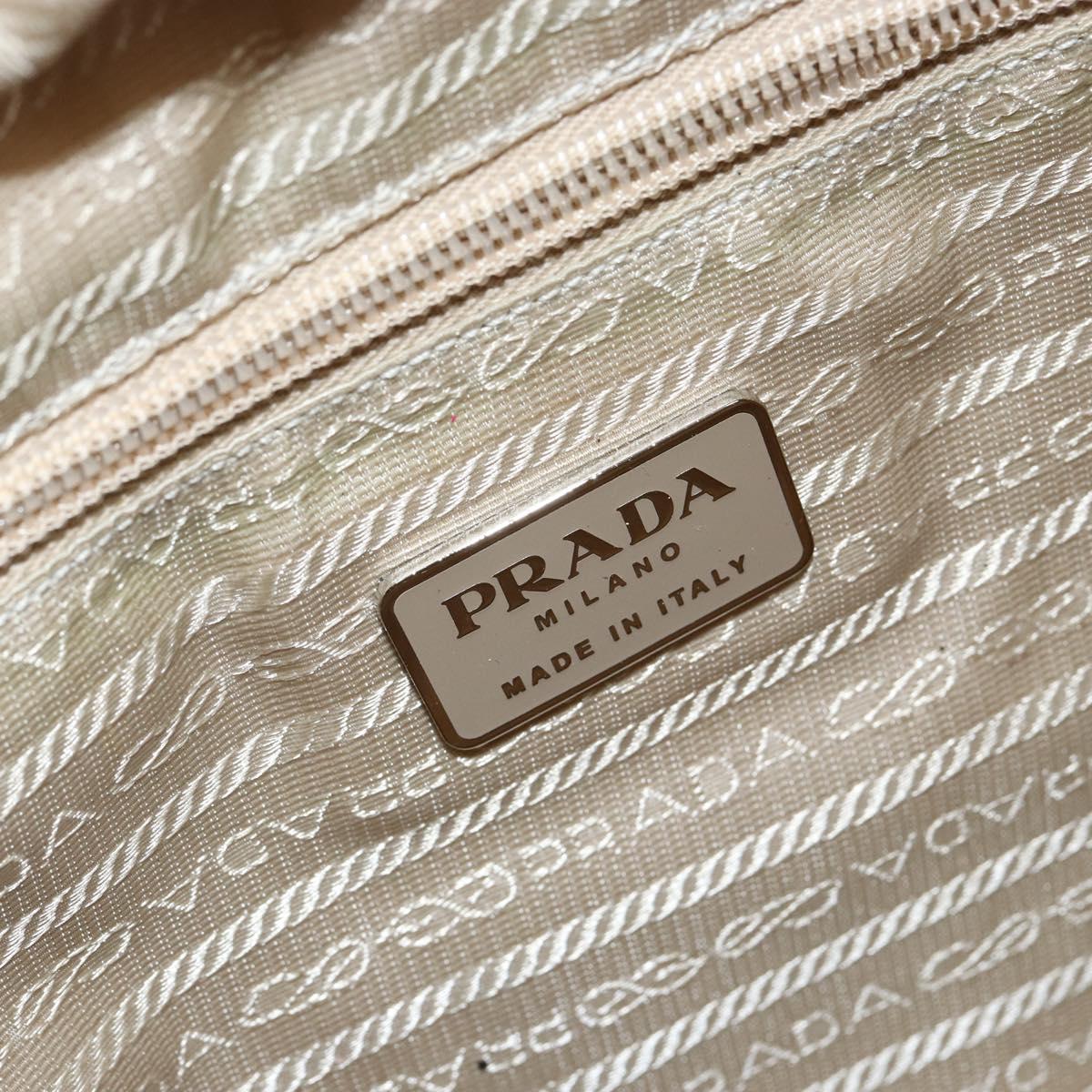 PRADA Tote Bag Nylon White Silver Auth 151884