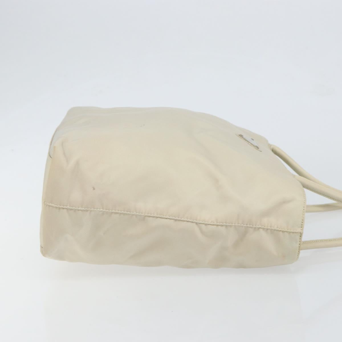 PRADA Tote Bag Nylon White Silver Auth 151884