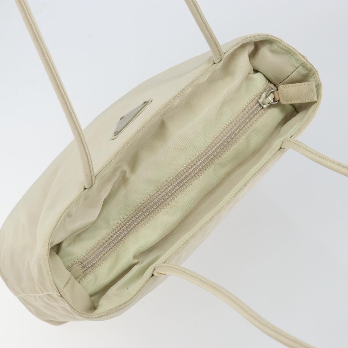 PRADA Tote Bag Nylon White Silver Auth 151884