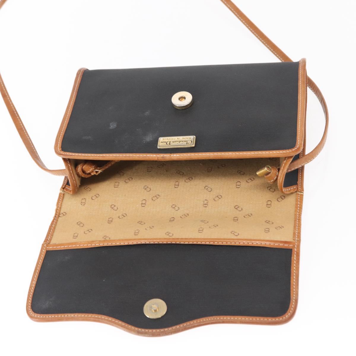 Christian Dior Shoulder Bag Nylon Black Gold Auth 151885