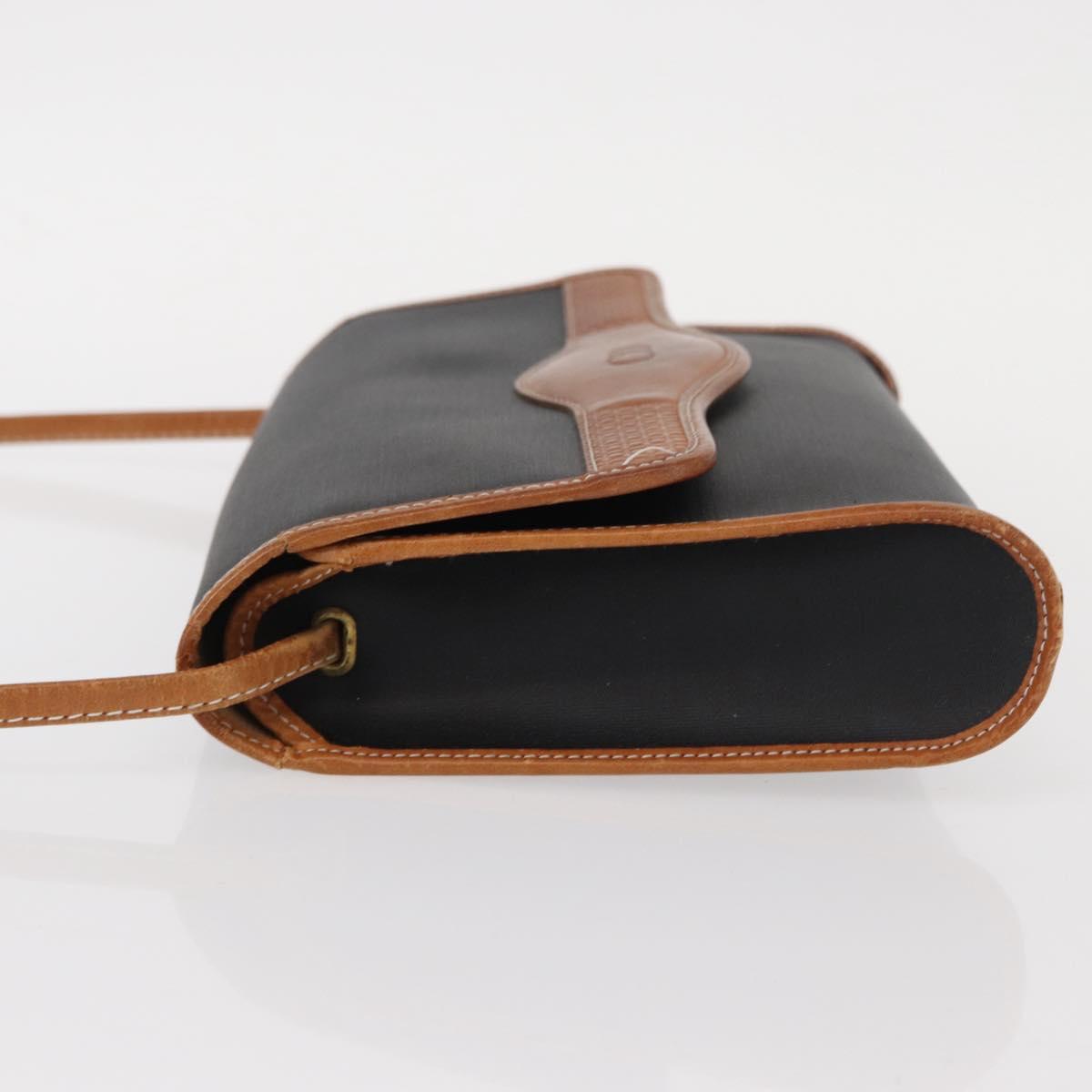 Christian Dior Shoulder Bag Nylon Black Gold Auth 151885