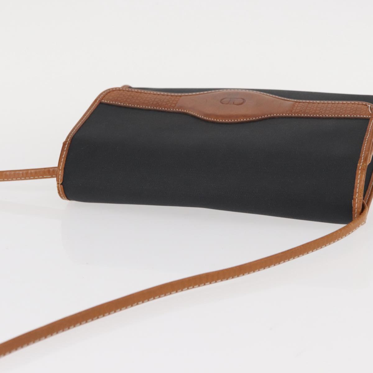 Christian Dior Shoulder Bag Nylon Black Gold Auth 151885