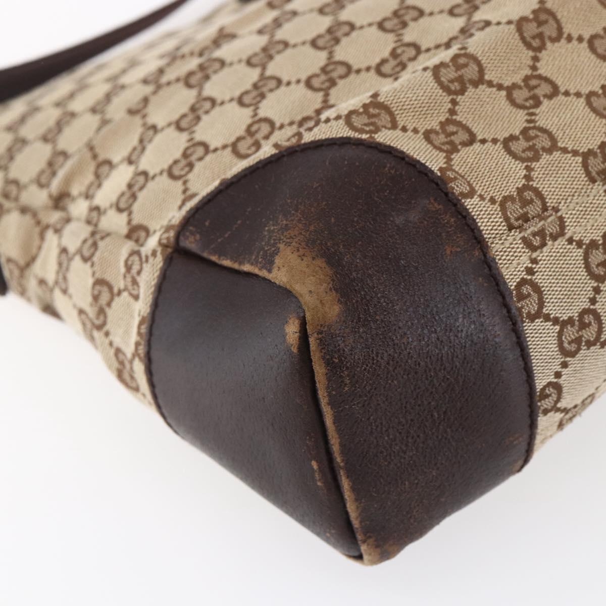 GUCCI GG Canvas Shoulder Bag Beige Silver 110054 Auth 151886