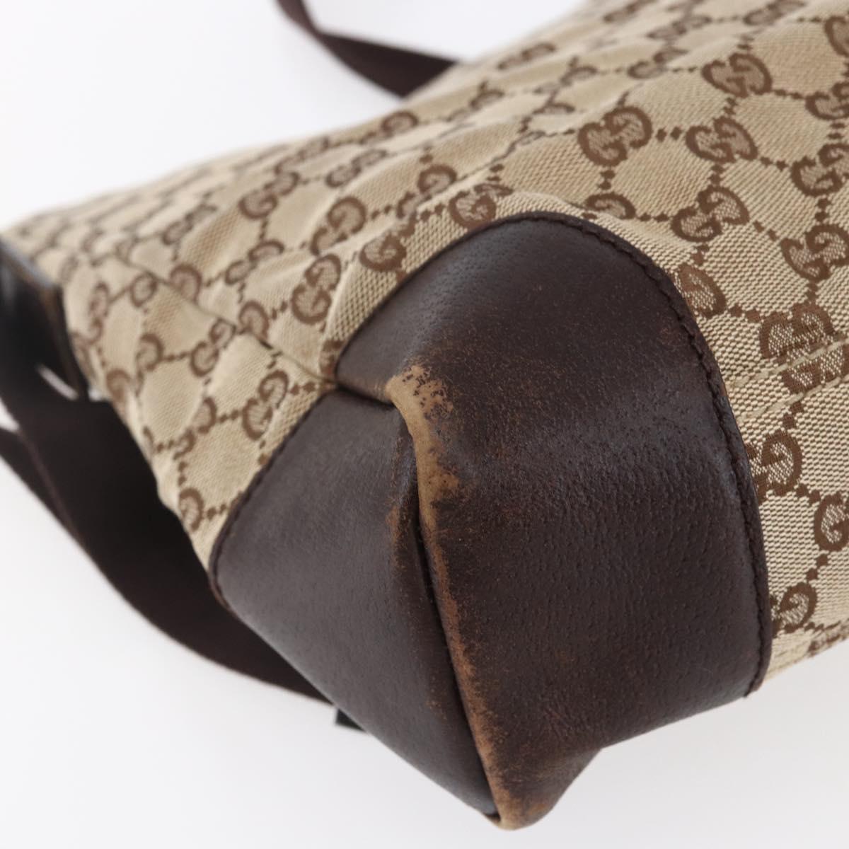 GUCCI GG Canvas Shoulder Bag Beige Silver 110054 Auth 151886