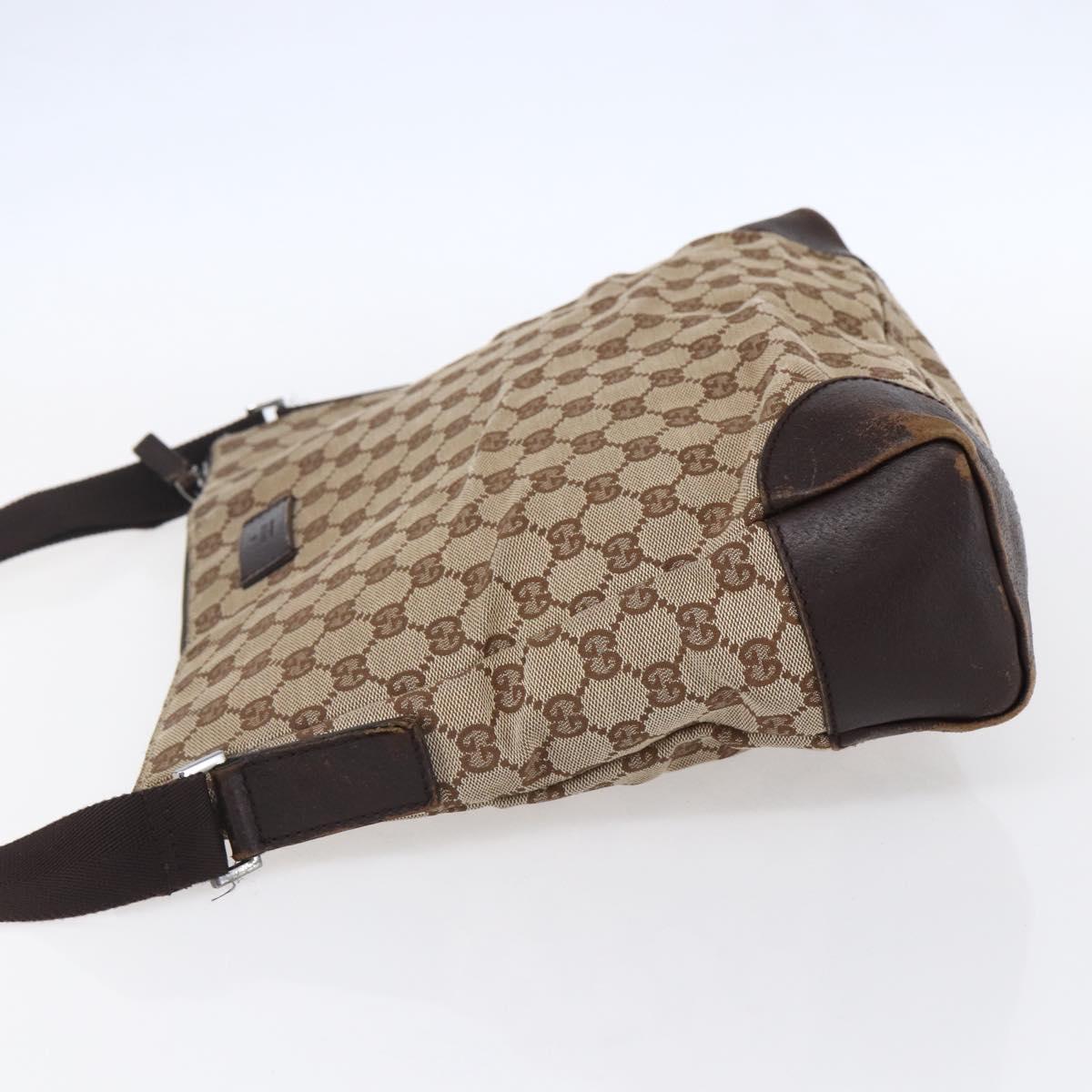 GUCCI GG Canvas Shoulder Bag Beige Silver 110054 Auth 151886