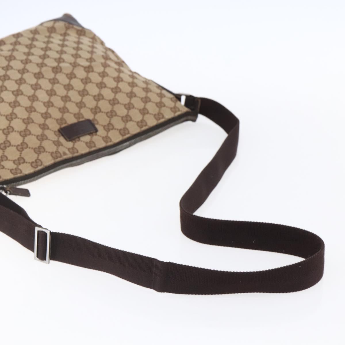 GUCCI GG Canvas Shoulder Bag Beige Silver 110054 Auth 151886