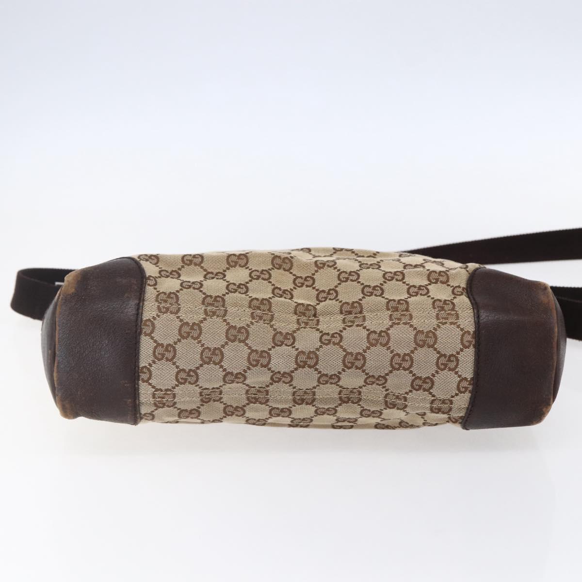 GUCCI GG Canvas Shoulder Bag Beige Silver 110054 Auth 151886