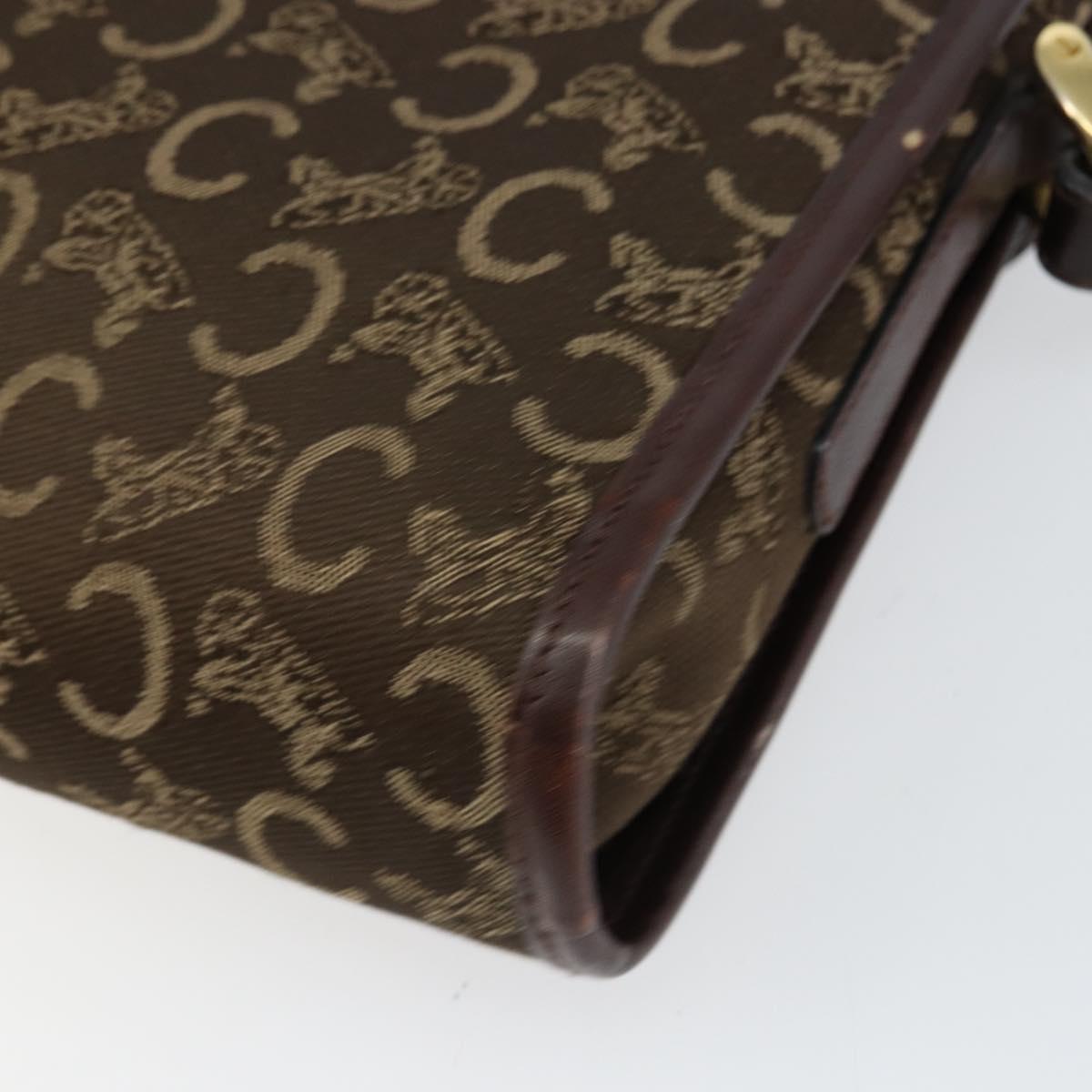 CELINE C Sulky Shoulder Bag Canvas Leather Brown Gold Auth 151887