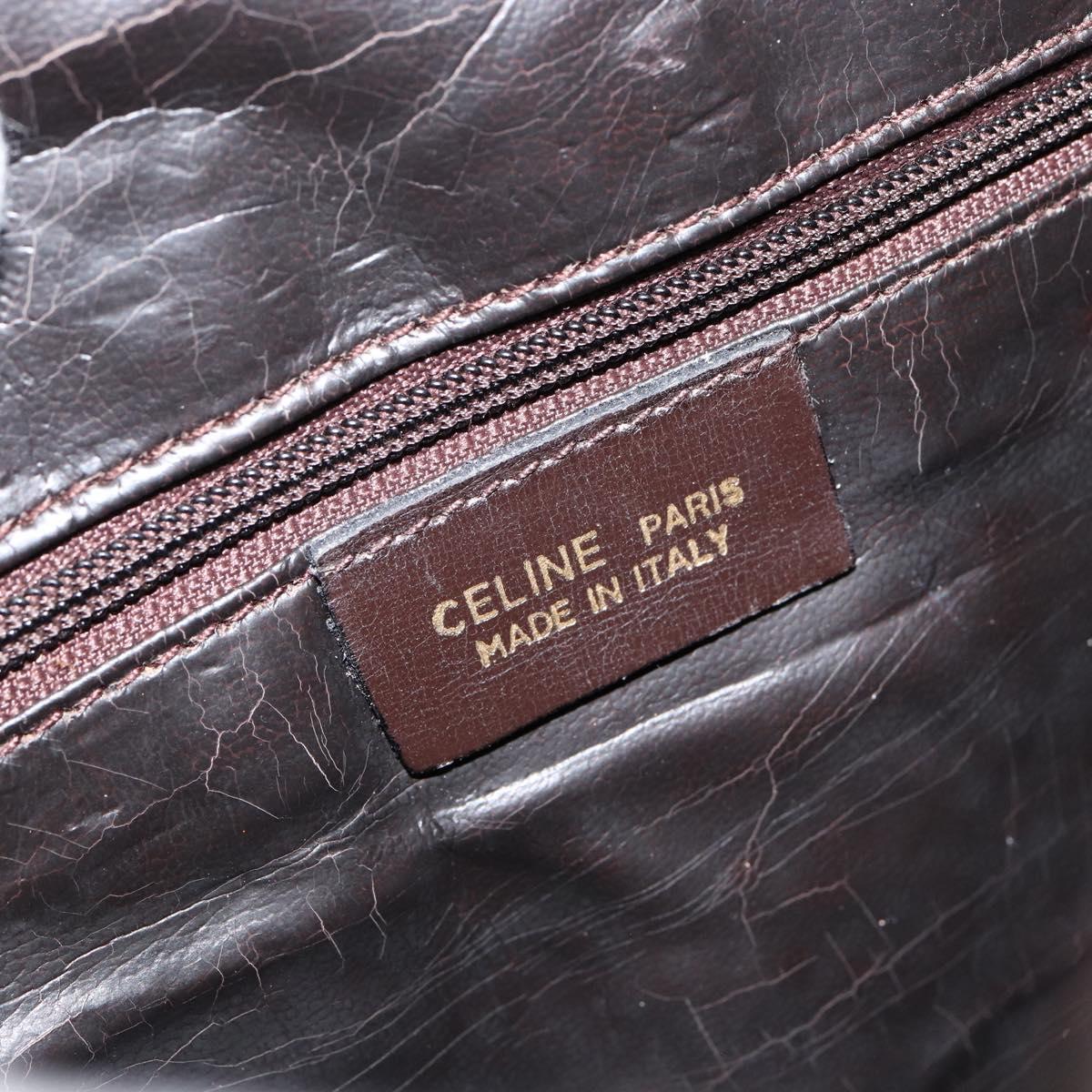 CELINE C Sulky Shoulder Bag Canvas Leather Brown Gold Auth 151887