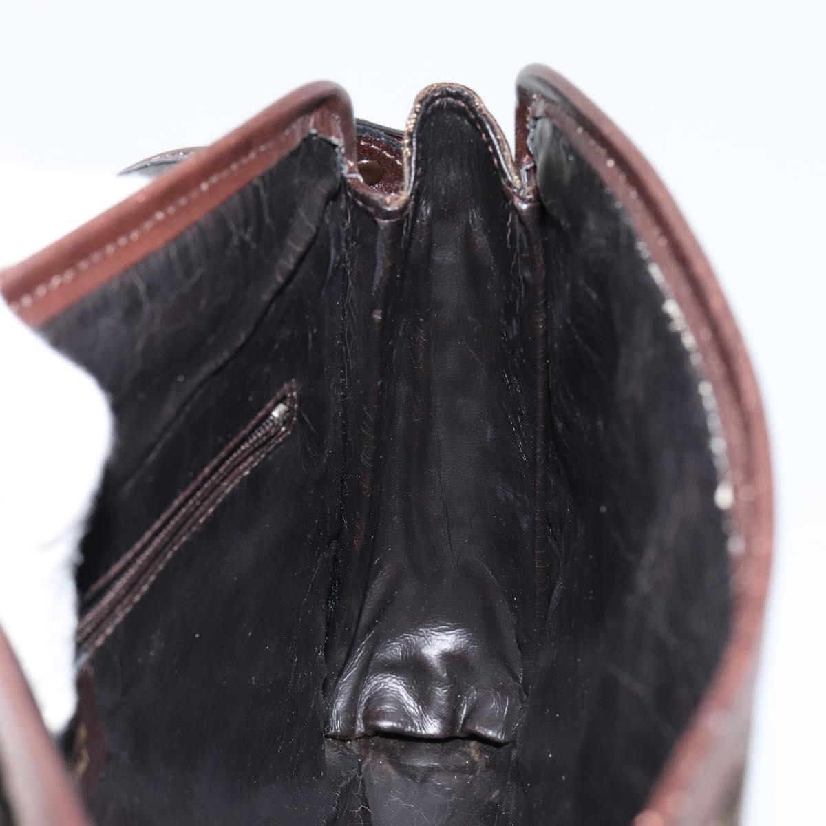 CELINE C Sulky Shoulder Bag Canvas Leather Brown Gold Auth 151887