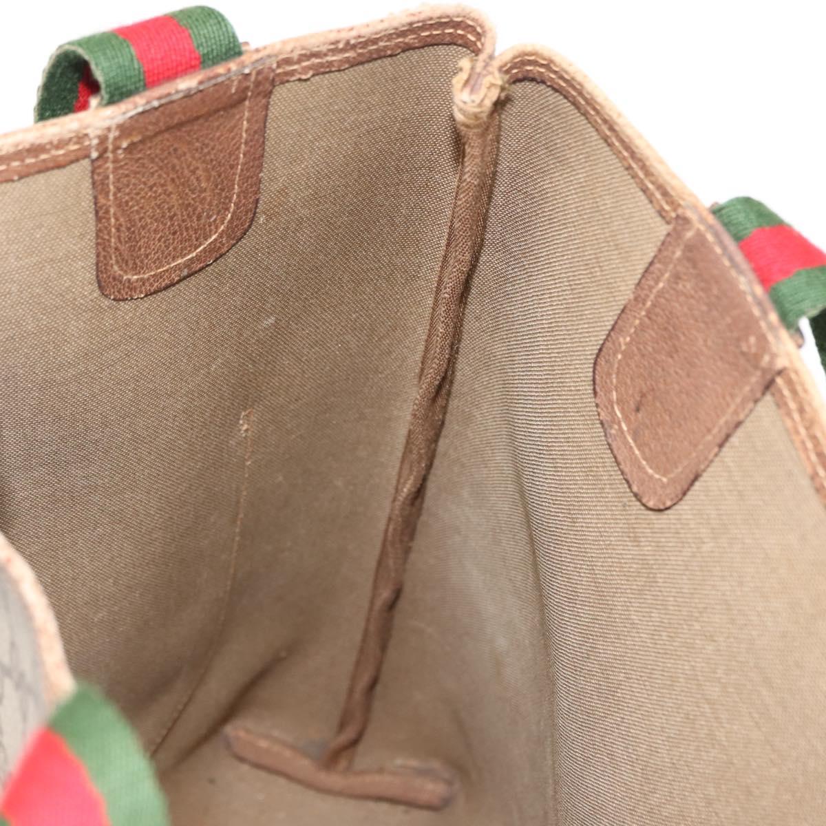 GUCCI GG Supreme Web Sherry Line Tote Bag PVC Beige Red 40 02 003 Auth 151889