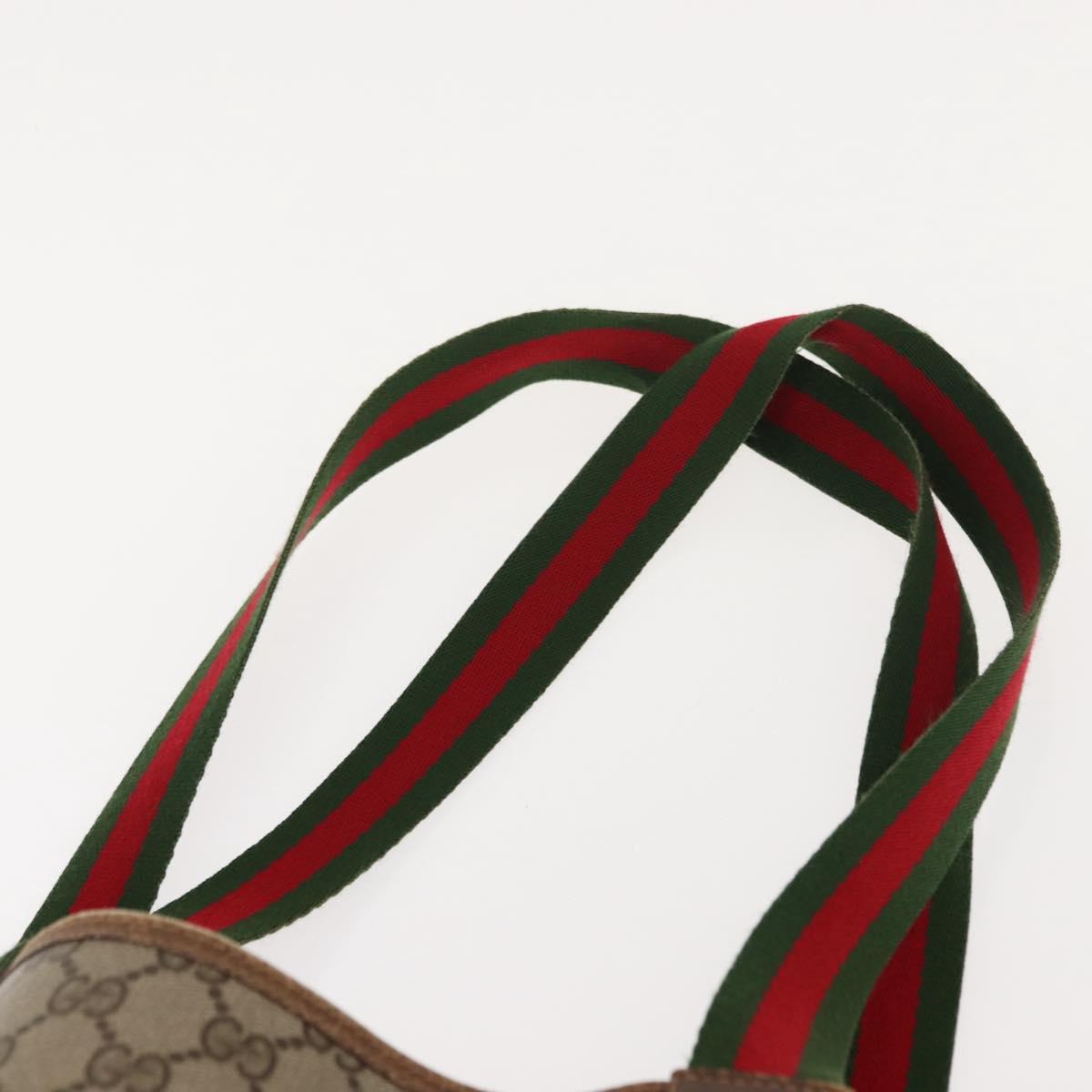 GUCCI GG Supreme Web Sherry Line Tote Bag PVC Beige Red 40 02 003 Auth 151889