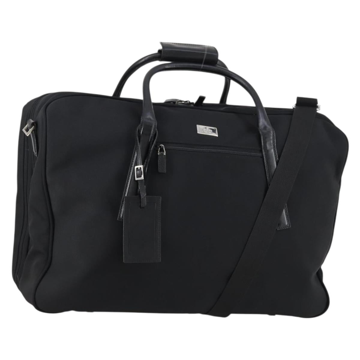 GUCCI Boston Bag Nylon Black Silver 012 0393 12 Auth 151894