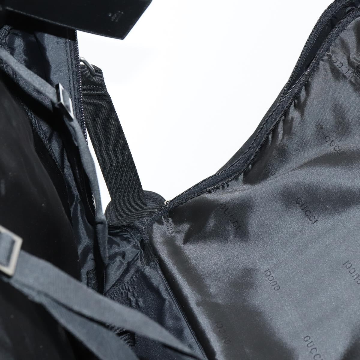 GUCCI Boston Bag Nylon Black Silver 012 0393 12 Auth 151894