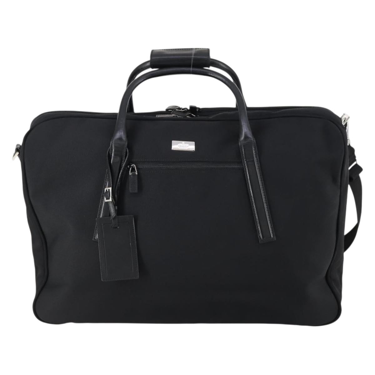 GUCCI Boston Bag Nylon Black Silver 012 0393 12 Auth 151894