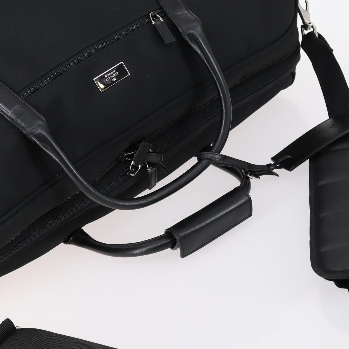 GUCCI Boston Bag Nylon Black Silver 012 0393 12 Auth 151894