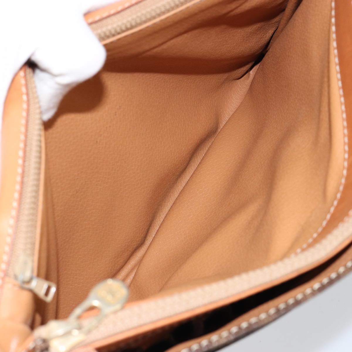 CELINE Macadam Canvas Clutch Bag PVC Leather Brown Gold Auth 151905