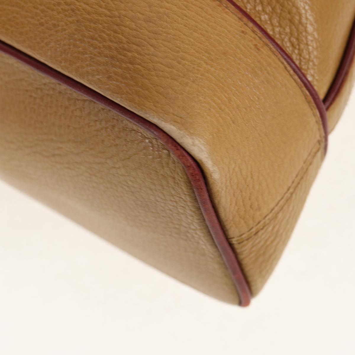 CARTIER Shoulder Bag Leather Beige Auth 151907