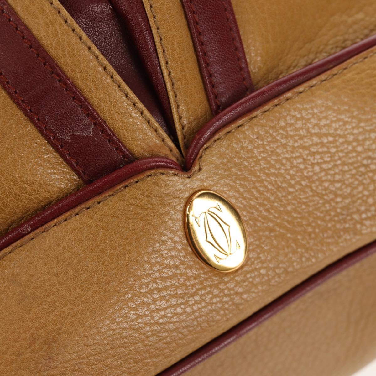 CARTIER Shoulder Bag Leather Beige Auth 151907