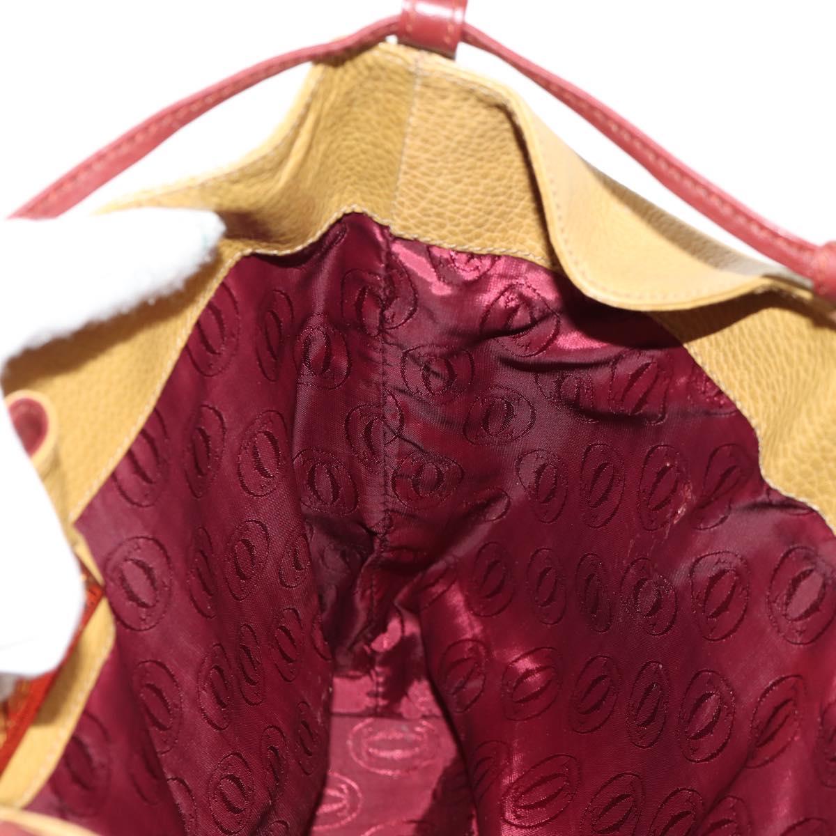 CARTIER Shoulder Bag Leather Beige Auth 151907