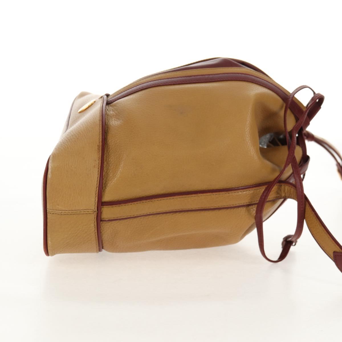 CARTIER Shoulder Bag Leather Beige Auth 151907