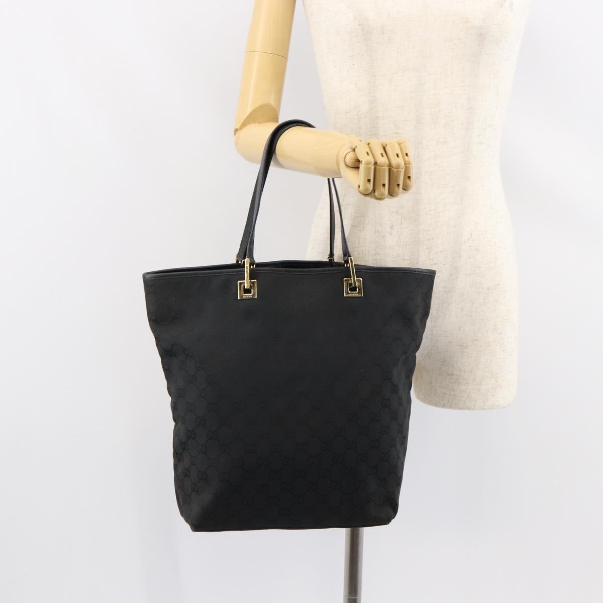 GUCCI GG Canvas Tote Bag Black Gold 002 1098 2404 Auth 151908