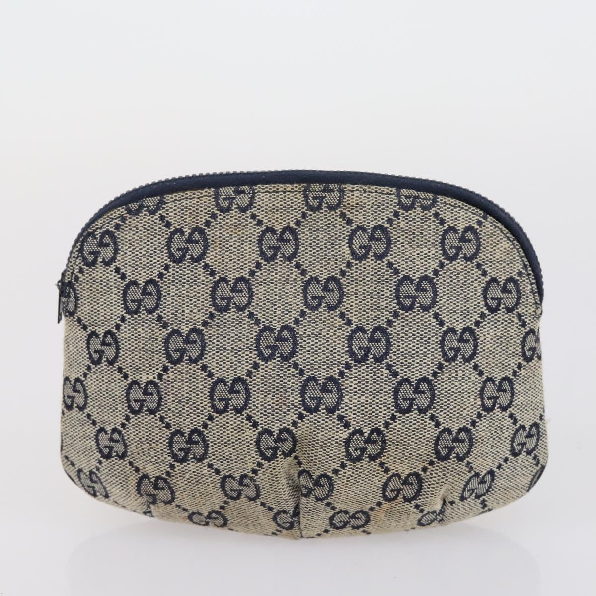 GUCCI GG Supreme Clutch Bag PVC 2 Set Beige Navy Auth 151916