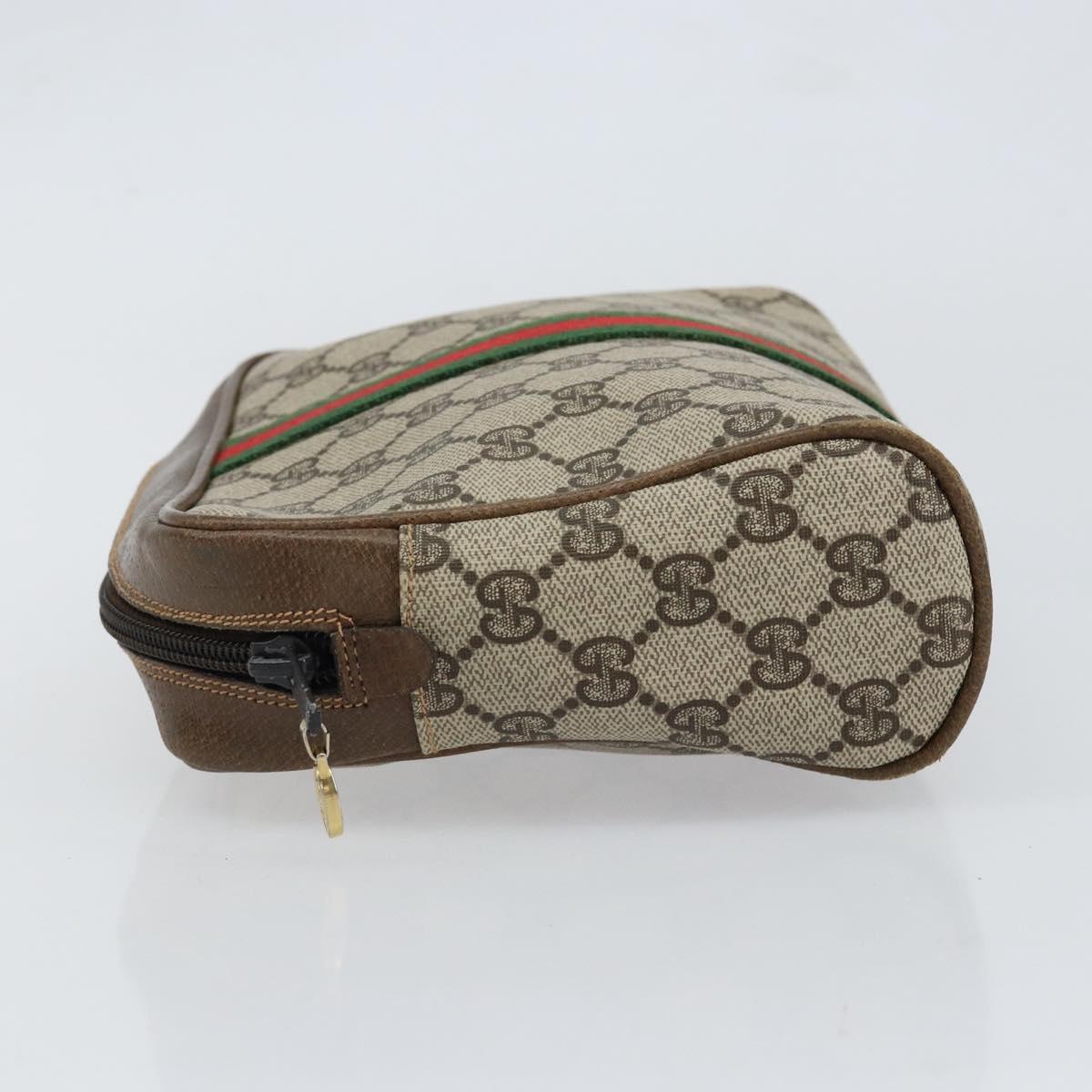 GUCCI GG Supreme Web Sherry Line Clutch Bag PVC Beige Red 27 004 998 Auth 151917